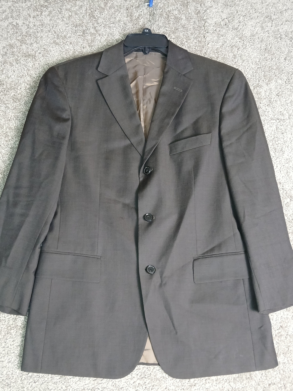 BOSS Hugo Boss Men's Brown Guabello Super 130's Wool 3-Button Suit Blazer - 38S